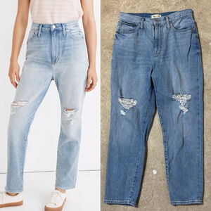 Madewell Jeans Women’s Size 29 Blue The Momjean High Rise Distressed Zipper Fly